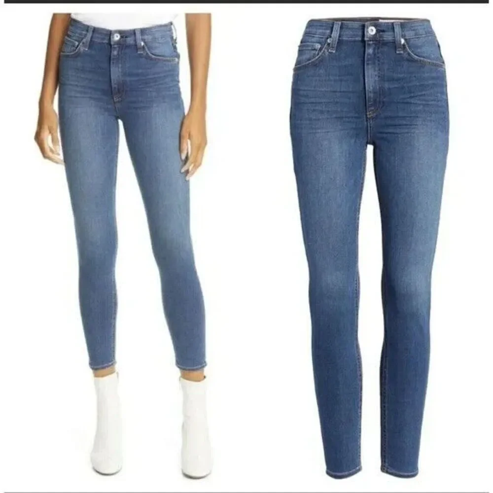 RAG & BONE Nina High Rise Ankle Skinny Jeans Camden Women 32 EUC Stretch‎ Cotton